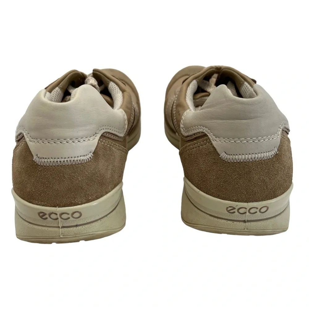 Ecco Mobile II Womens Beige Leather Lace Up Perforated Sneakers Shoes